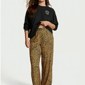 Victoria's Secret Black Top and Leopard Print Pajama Set